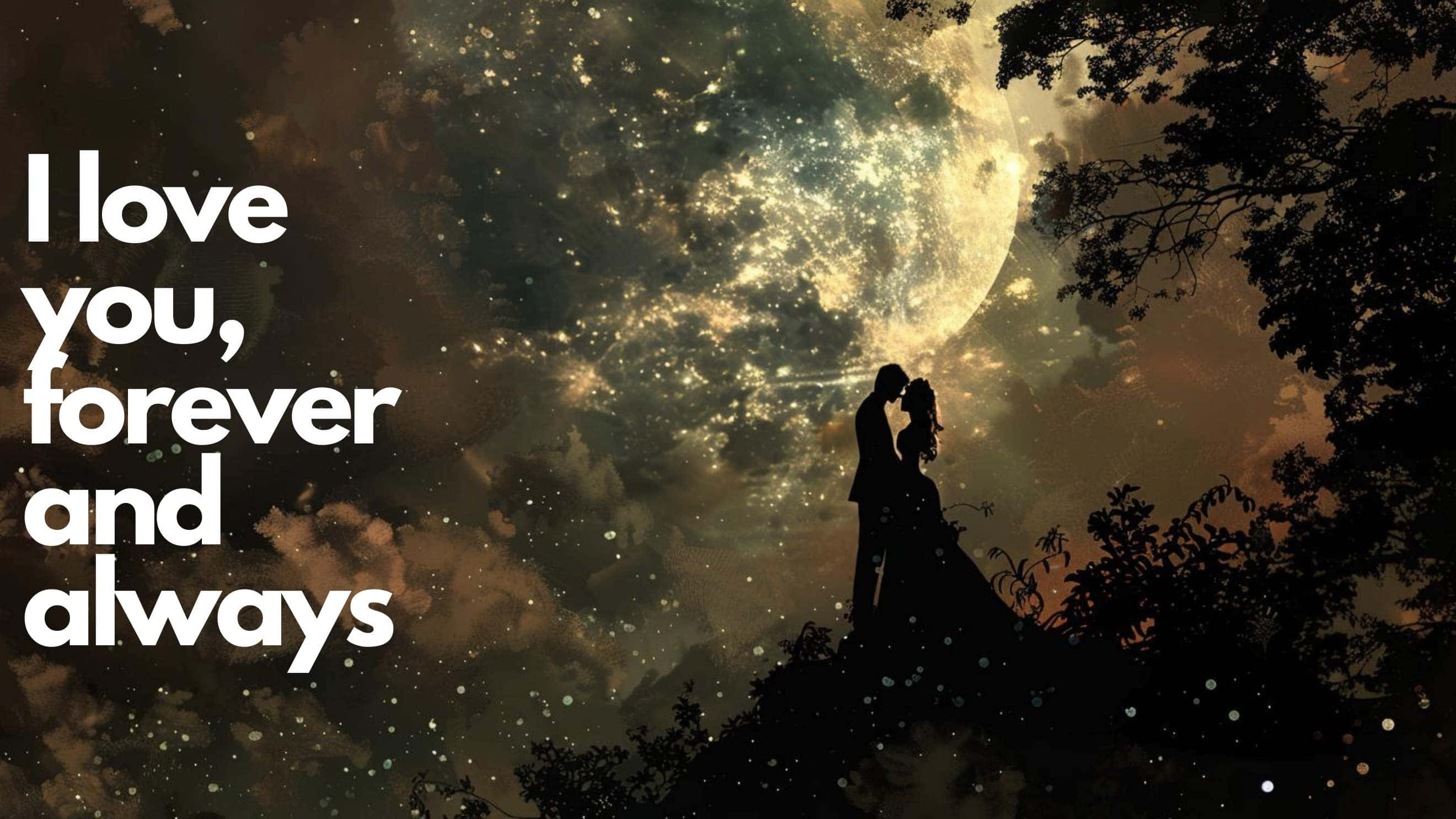 Eternal Love Under Starry Sky, starry sky, cosmic moon, 2K Desktop Wallpaper