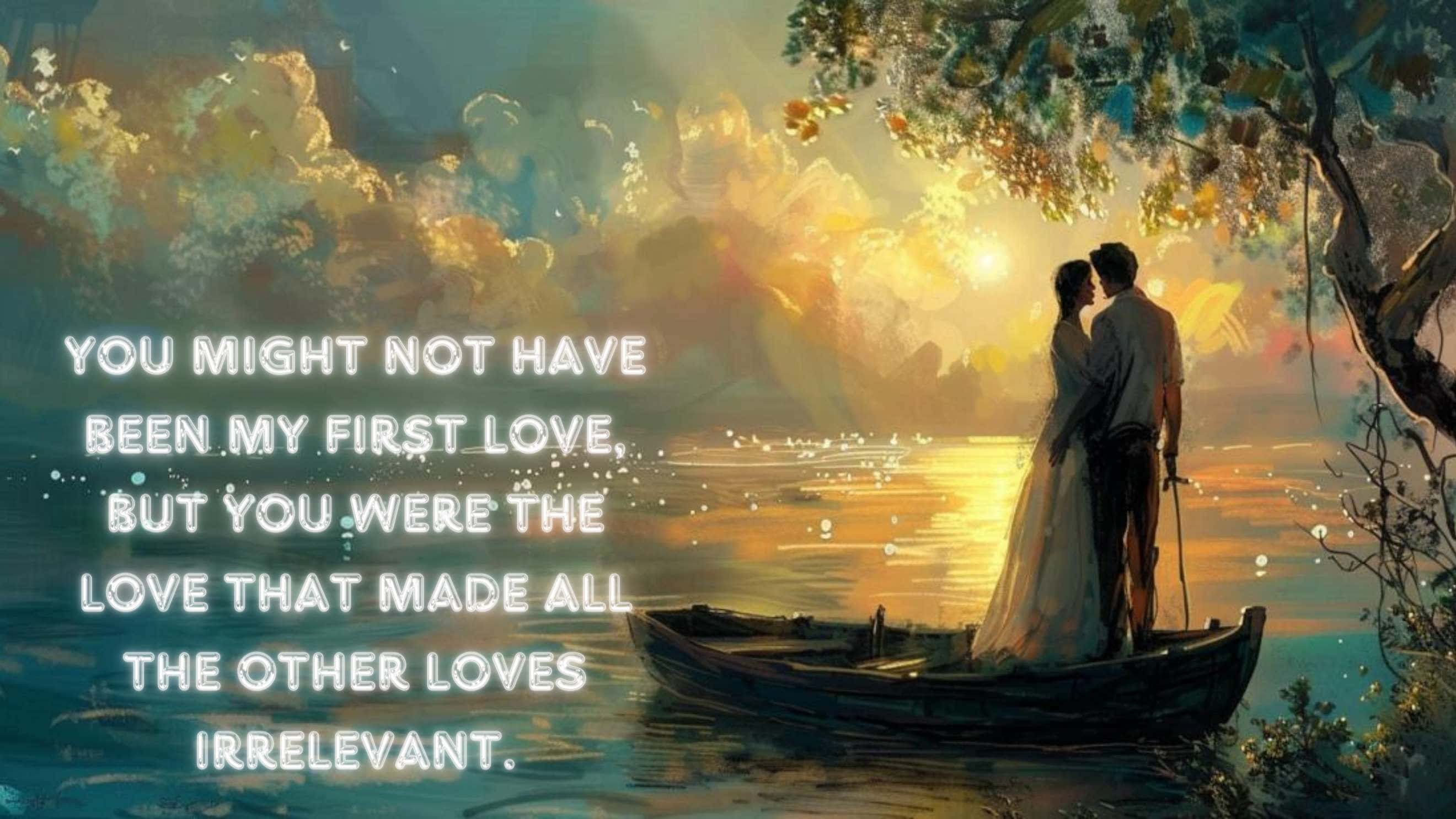 Eternal Love Quote, romantic scenery, small boat, 2K Desktop Wallpaper