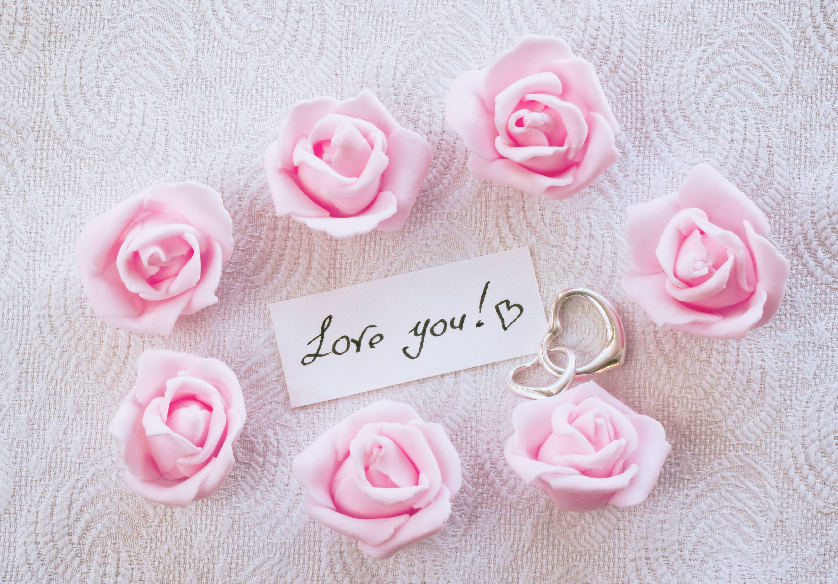 Romantic Rose, pink roses, handwritten note, 2K Desktop Wallpaper