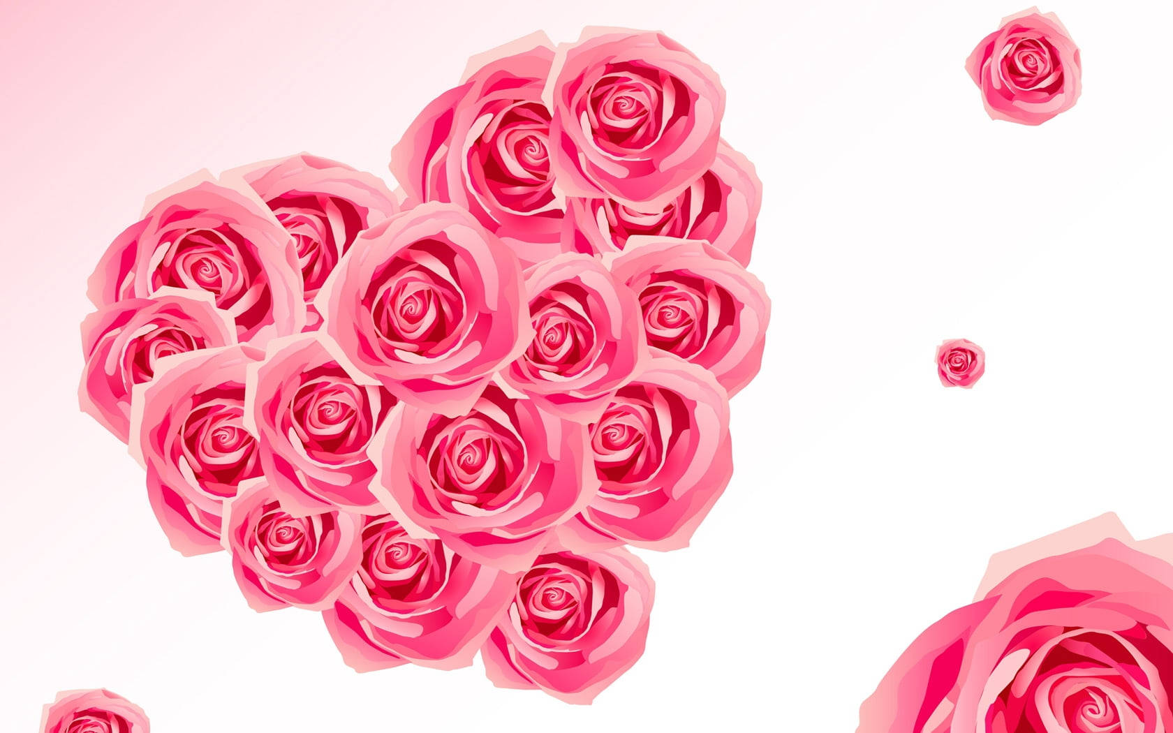 pink rose flower heart, heart-shaped cluster of pink roses, vibrant pink roses, HD Desktop Wallpaper