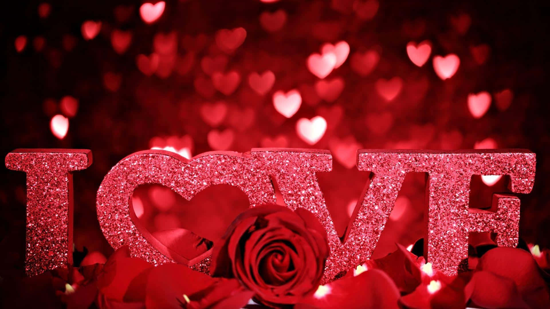 rose heart, red LOVE letters, rose, Full HD Desktop Wallpaper