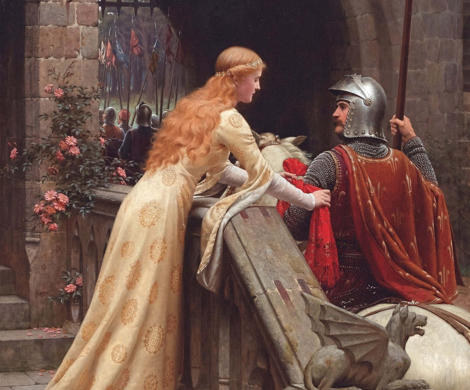 Romanticism, noblewoman, golden gown, HD Desktop Wallpaper
