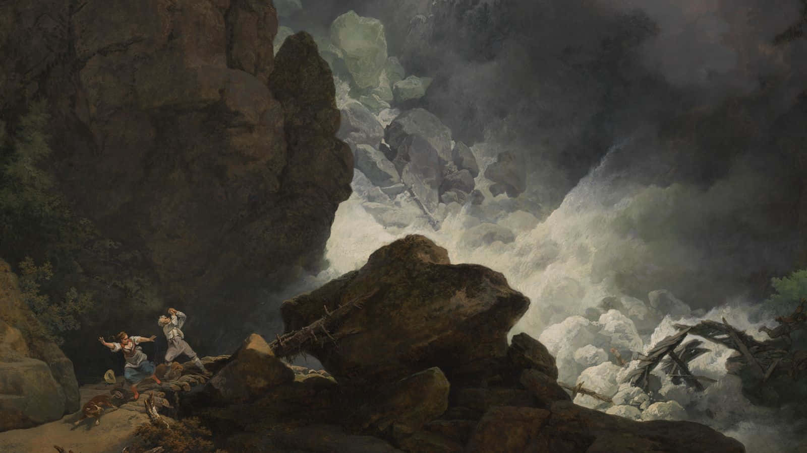 romanticism, waterfall, rugged rocky gorge, HD Desktop Wallpaper