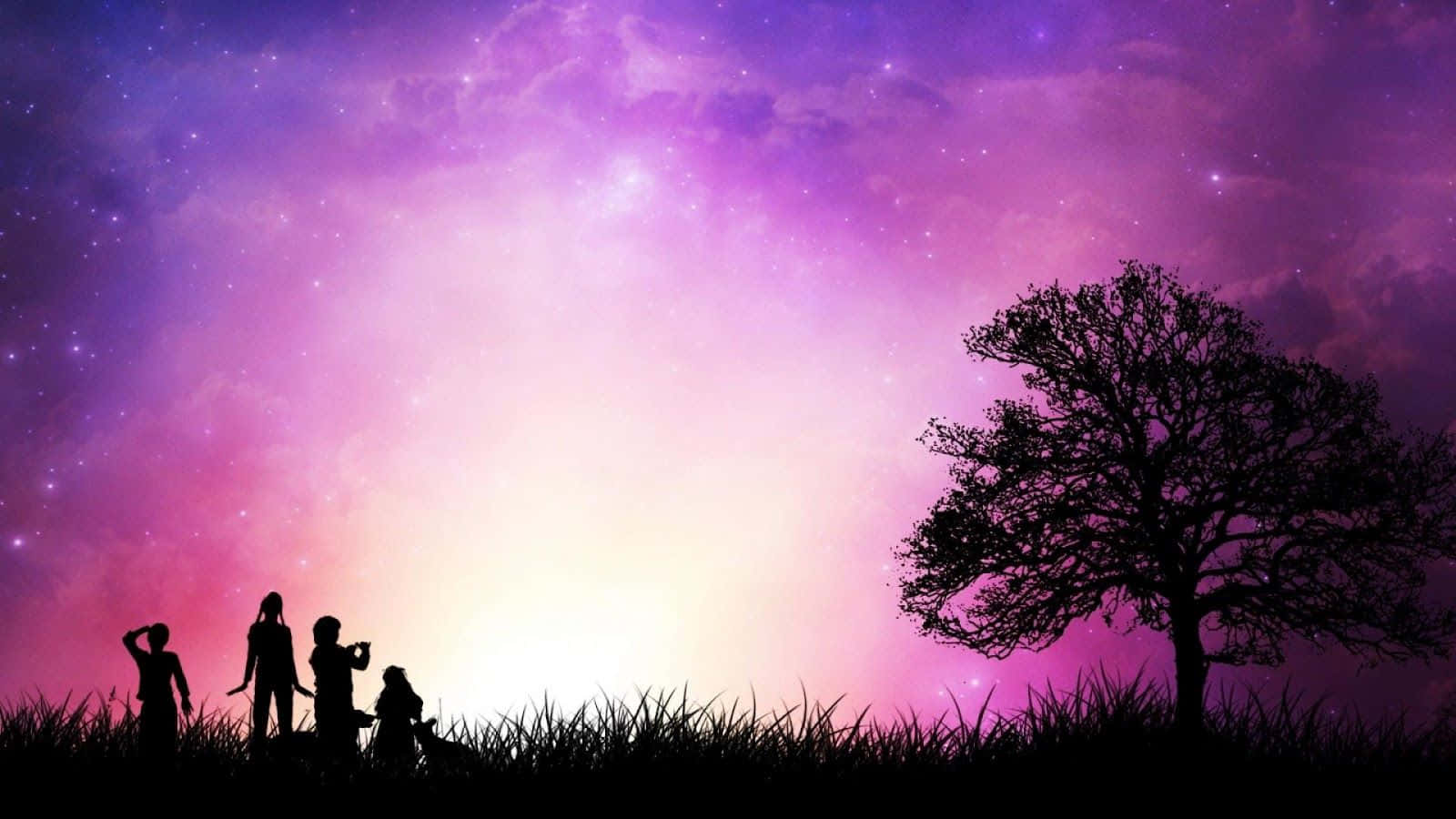 Romanticism, vibrant purple, pink starry sky, HD Desktop Wallpaper
