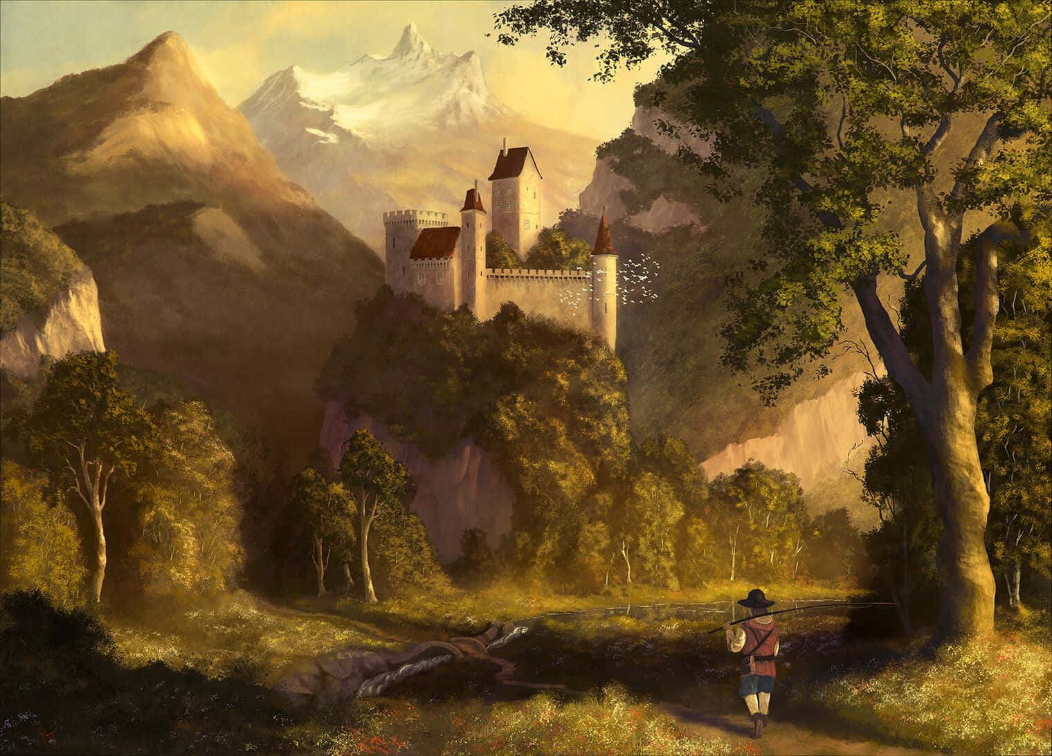 Romanticism, castle, cliff, HD Desktop Wallpaper