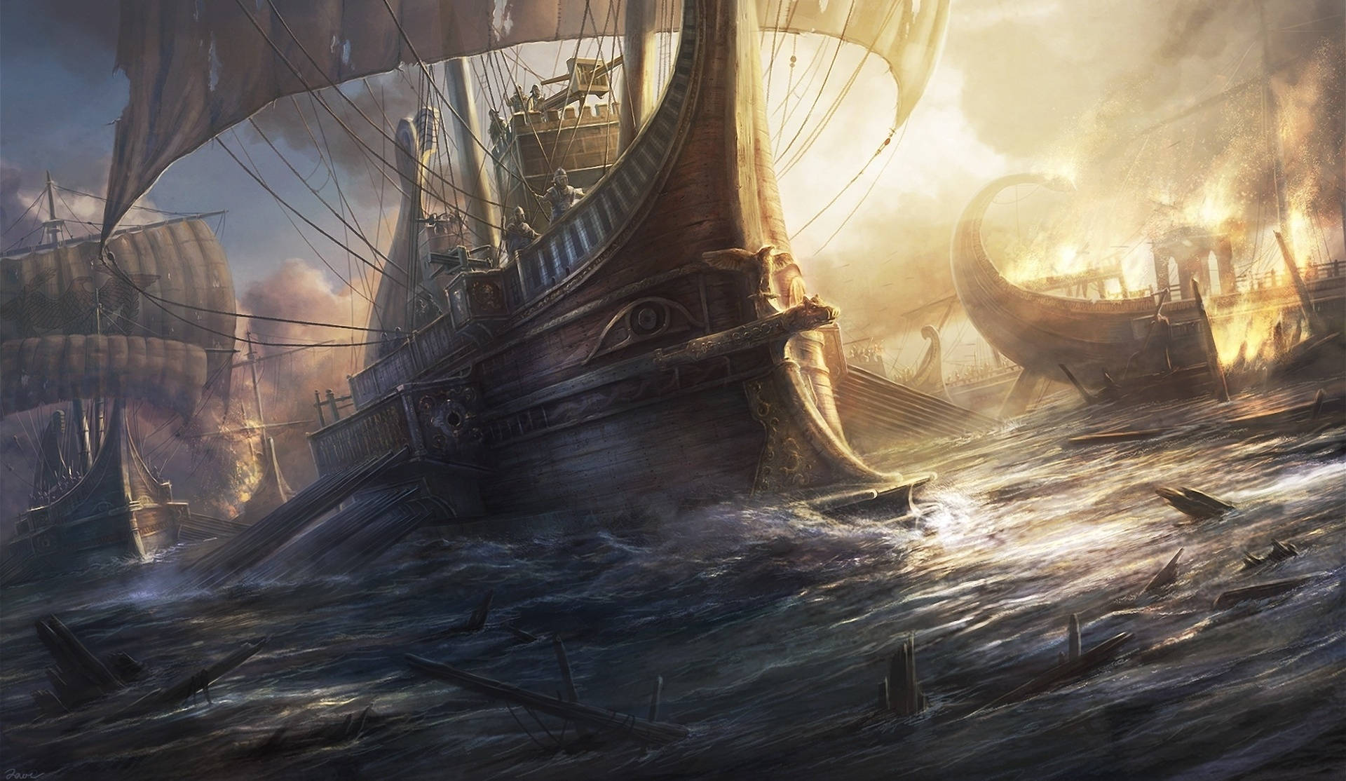 Rome 2, naval units, ancient warships, Full HD Desktop Wallpaper