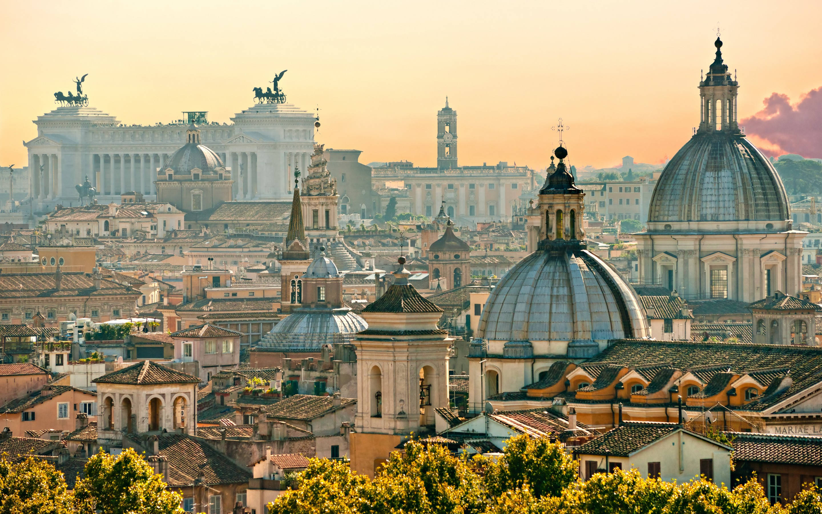 Rome, skyline, sunset, 2K Desktop Wallpaper