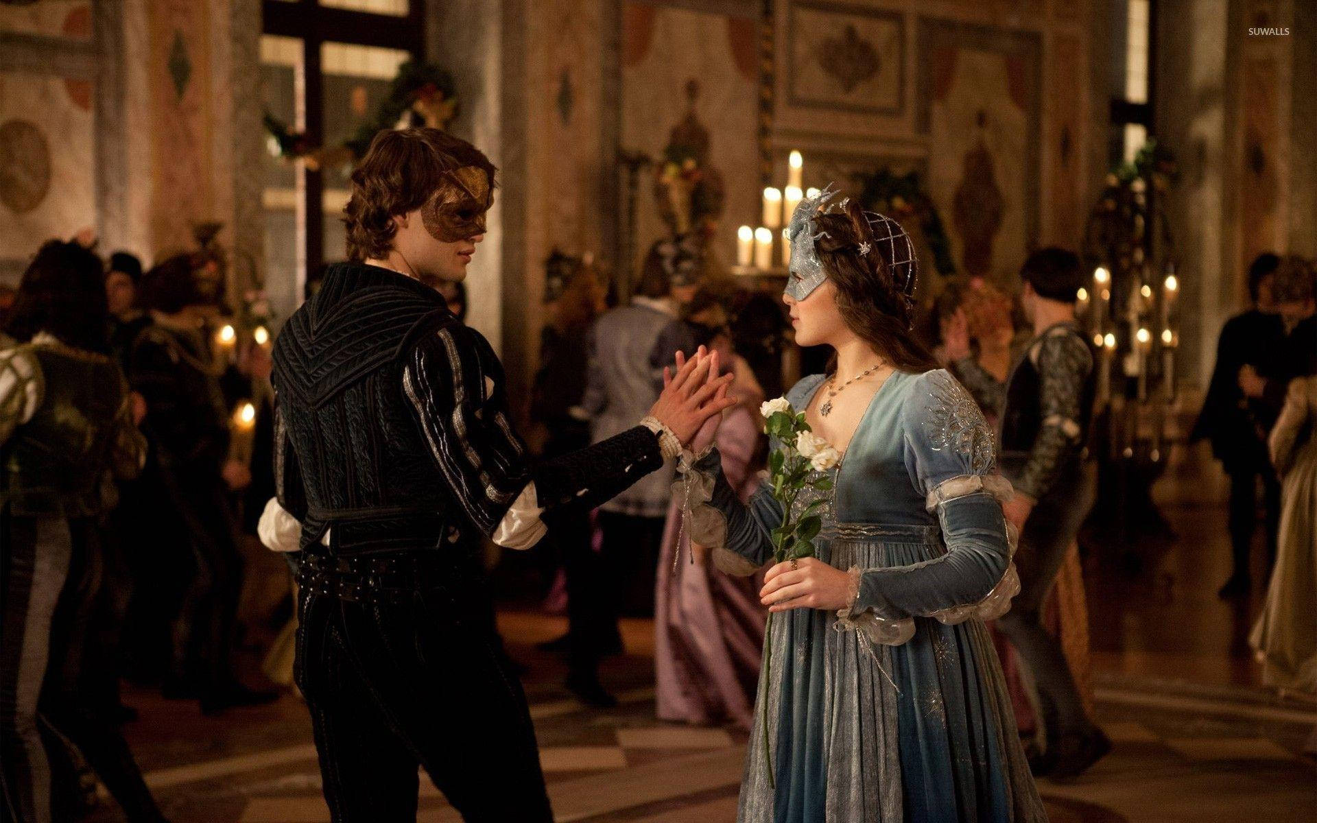 Romeo and Juliet, masquerade ball, candlelit Renaissance ballroom, Full HD Desktop Wallpaper