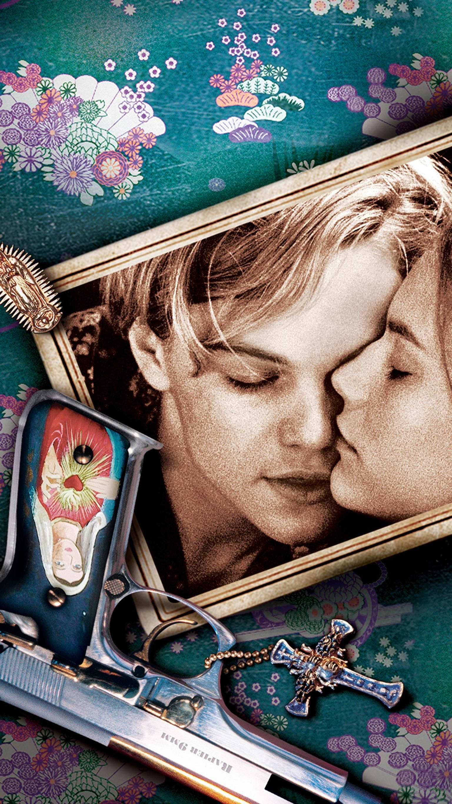Romeo and juliet, sepia-toned, floral patterned surface, 2K Phone Wallpaper