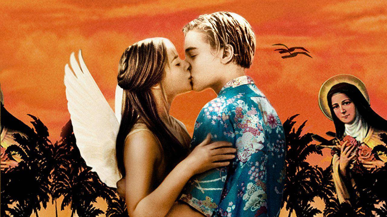 Romeo and Juliet, angel, fiery orange sunset, HD Desktop Wallpaper