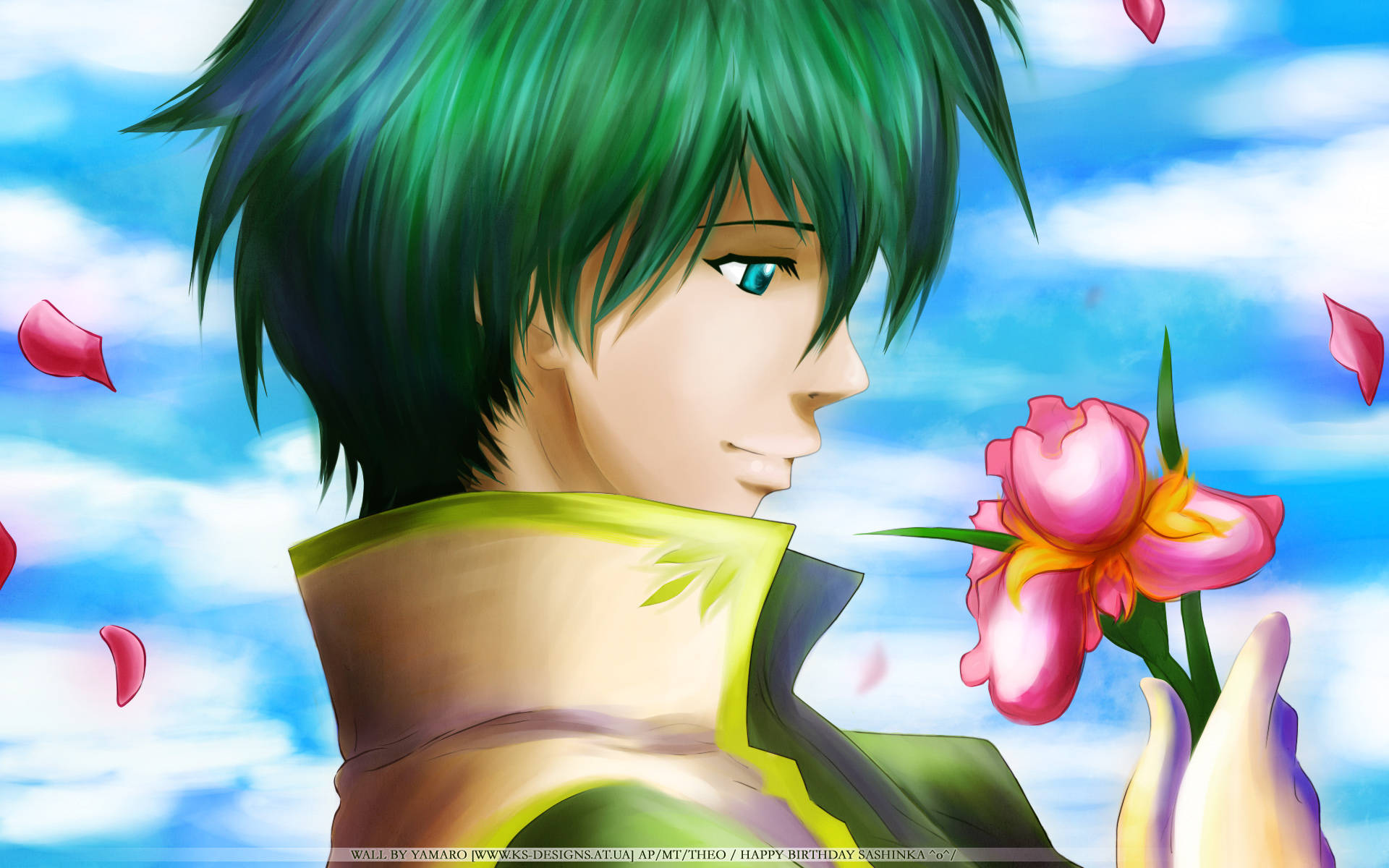 Romeo and juliet, anime guy character, green-haired, Full HD Desktop Wallpaper