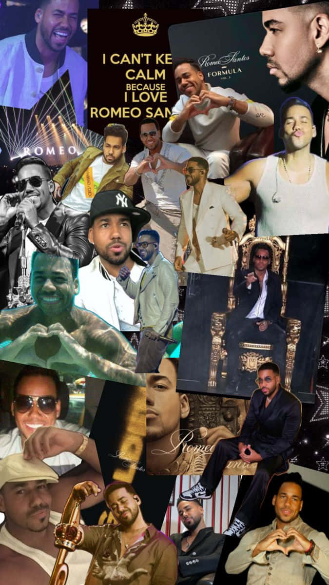 Romeo Santos, gold throne, vibrant collage, SD Phone Wallpaper