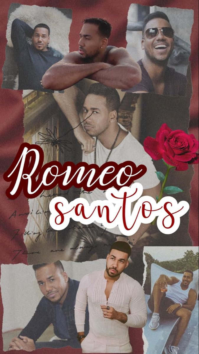 Romeo Santos, deep red textured background, red rose, SD Phone Wallpaper