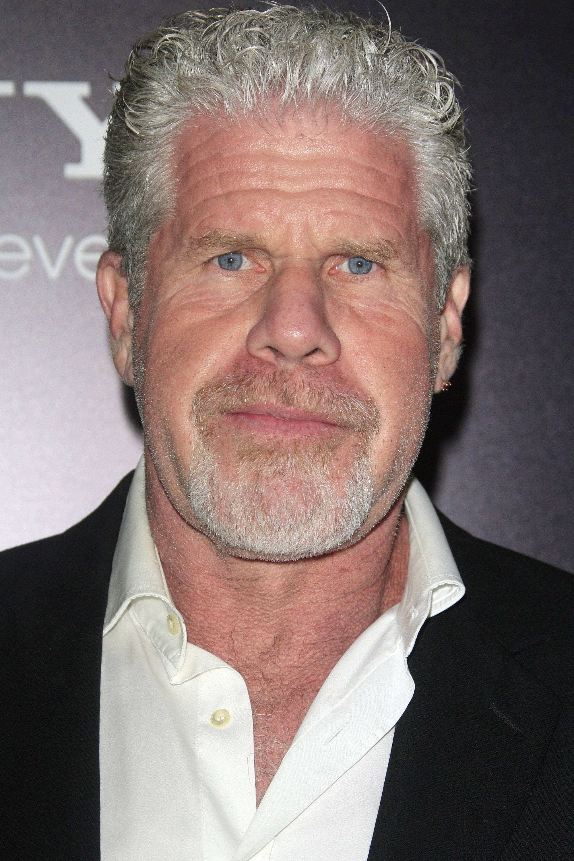 Ron Perlman, gray hair, blue eyes, 2K Phone Wallpaper