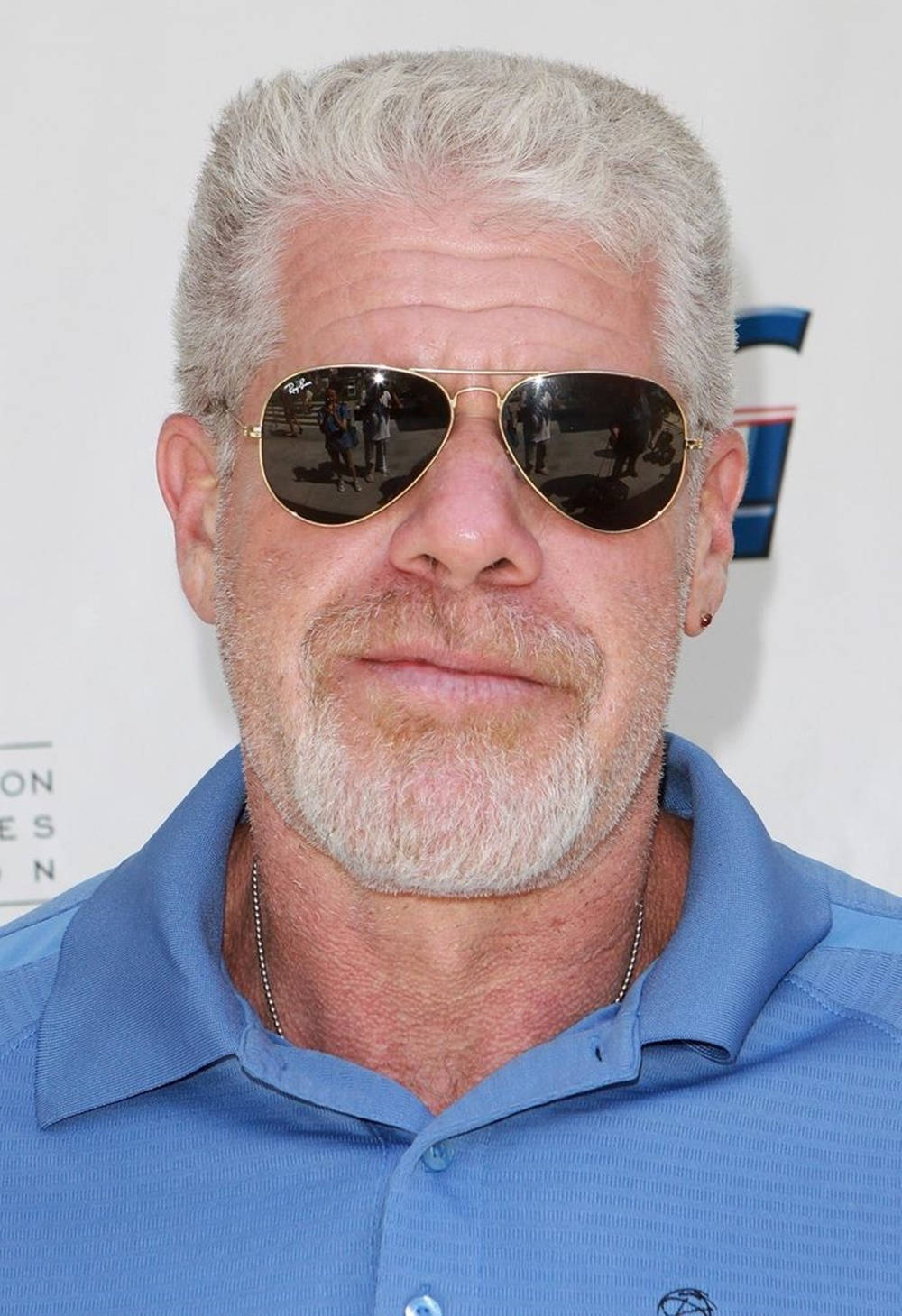 Ron Perlman, blue buttoned polo, gold-rimmed aviator sunglasses, HD Phone Wallpaper