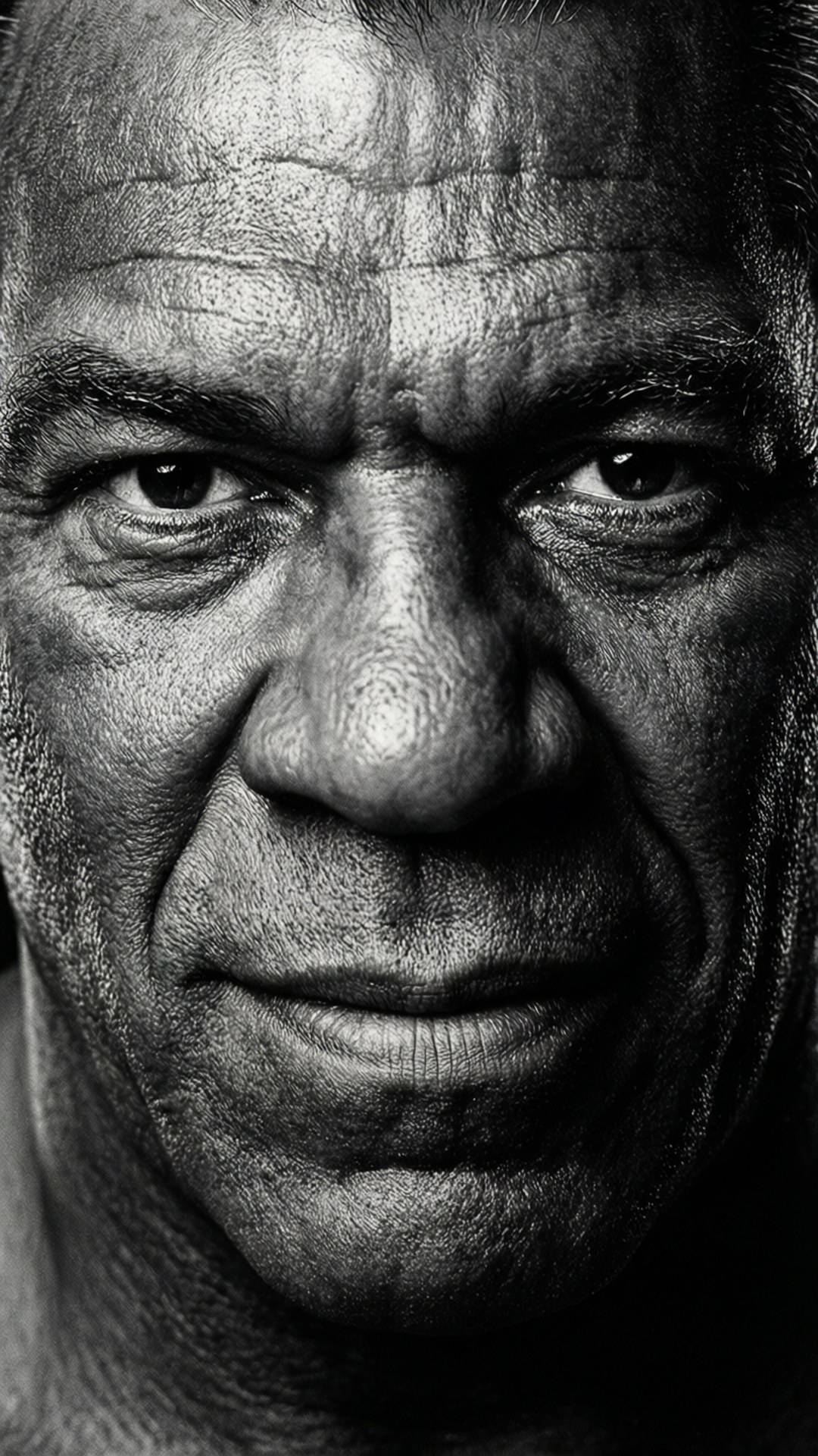 Ron Simmons, black and white, close-up, Full HD Phone Wallpaper