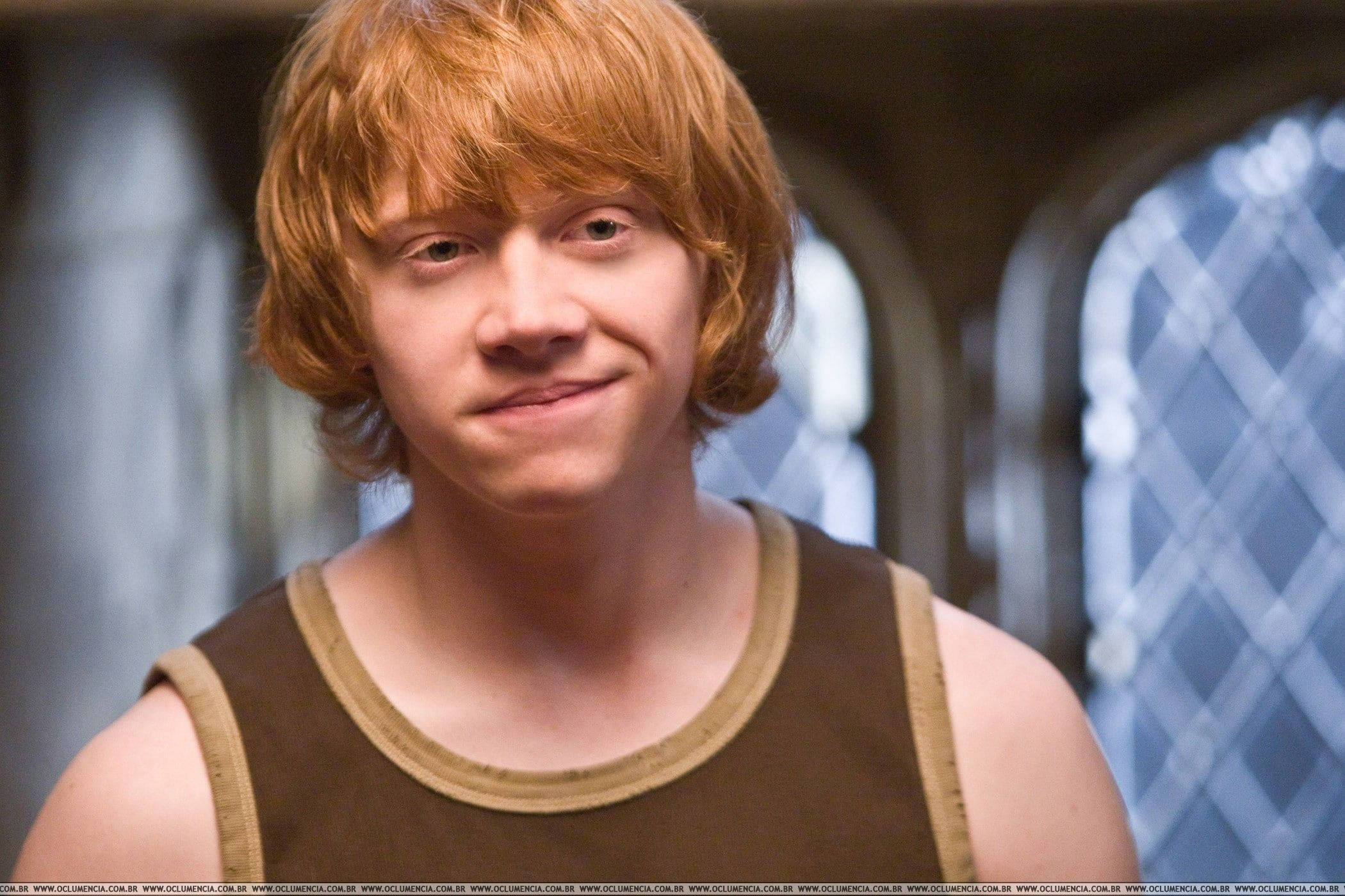 Ron Weasley, bright red hair, playful smirk, Full HD Desktop Wallpaper
