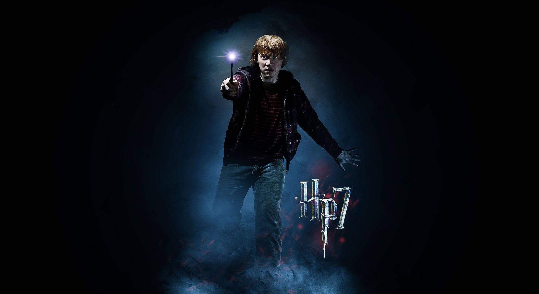 Ron Weasley, dark hoodie, smoky blue-lit tunnel, Full HD Desktop Wallpaper