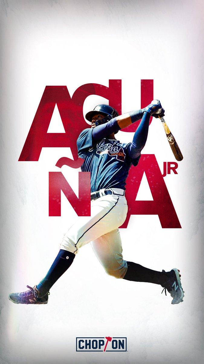 Ronald Acuna Jr., baseball player, mid-swing, SD Phone Wallpaper
