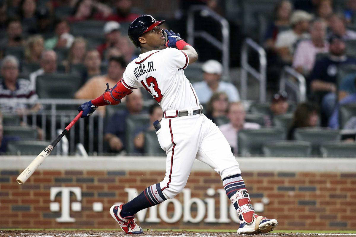 Ronald Acuna Jr, white uniform, red accents, SD Desktop Wallpaper