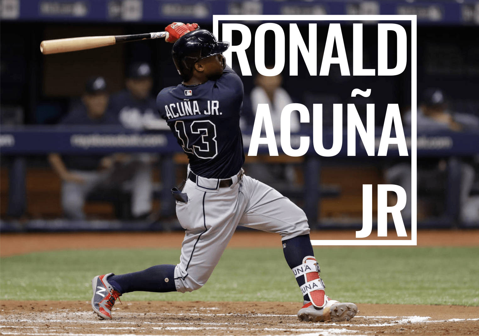 Ronald Acuna Jr, mid-swing, night game, HD Desktop Wallpaper