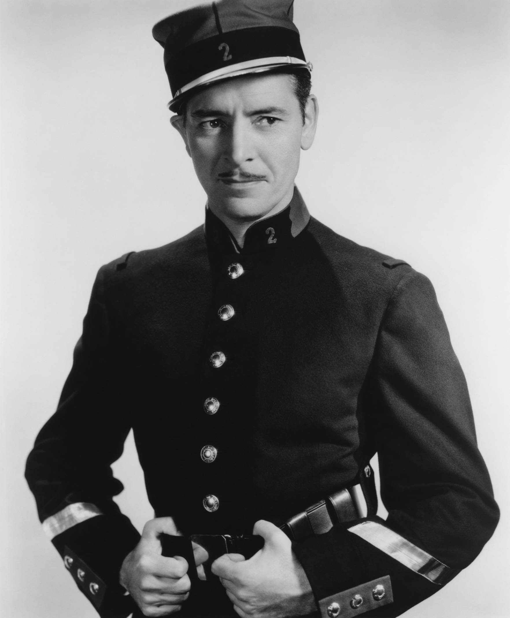 Ronald Colman, black and white, vintage military uniform, Full HD Phone Wallpaper