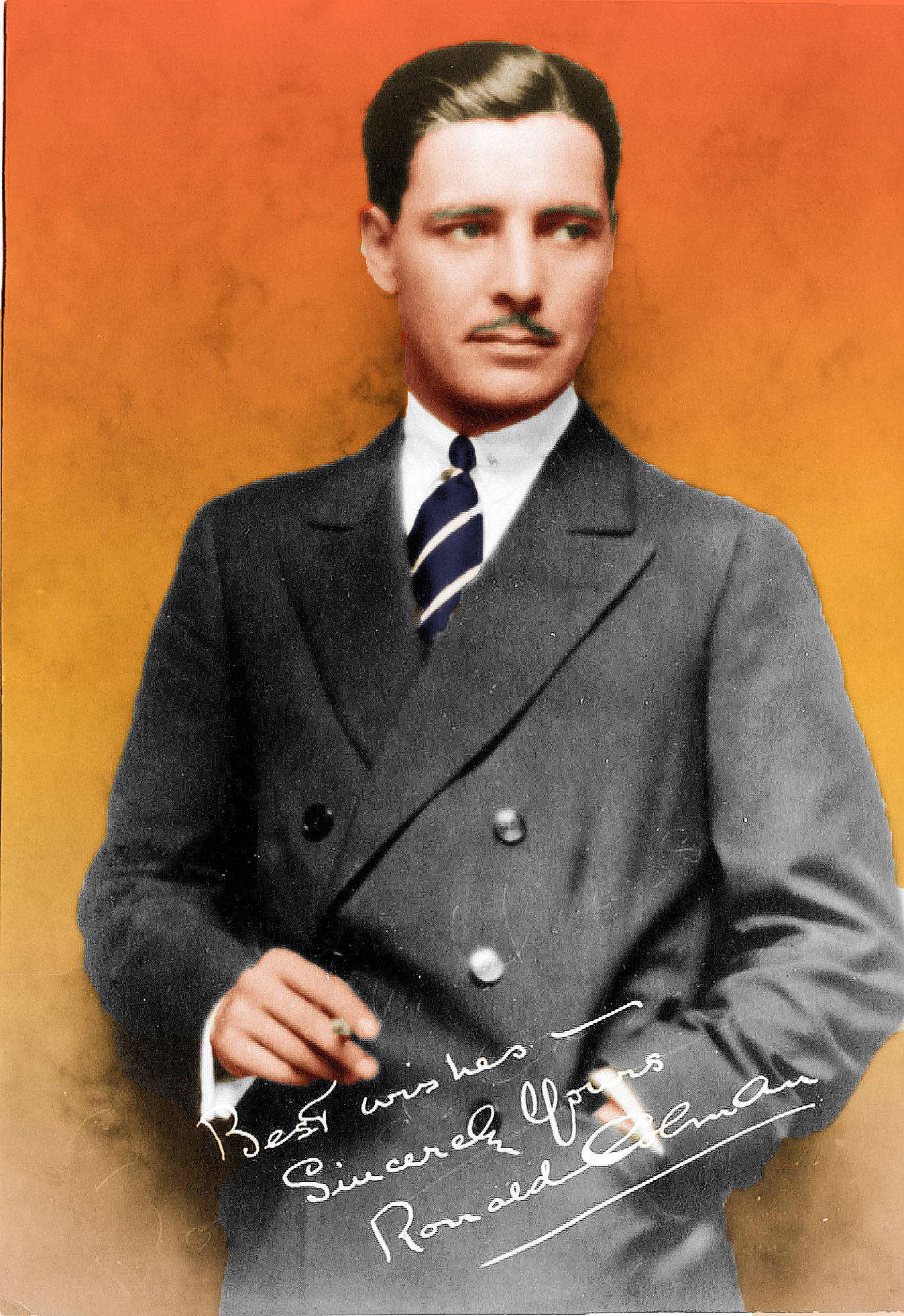 Ronald Colman, double-breasted suit, cigarette, Full HD Phone Wallpaper