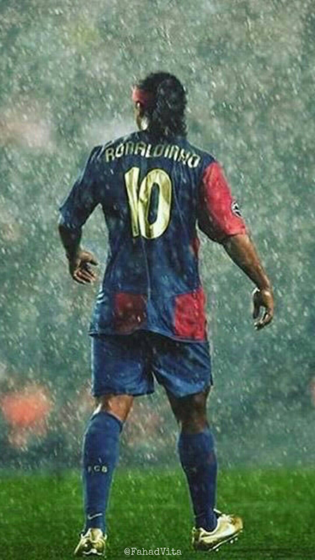 Ronaldinho, blue and red jersey, number 10, Full HD Phone Wallpaper