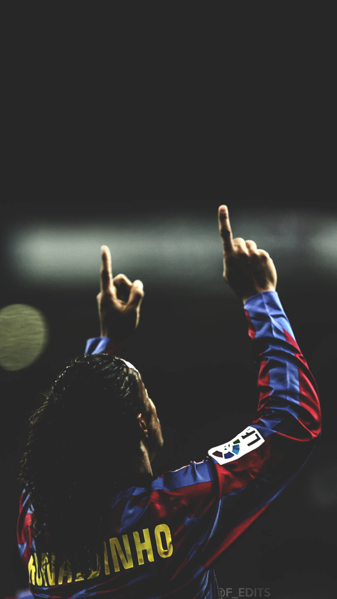 Ronaldinho, blue and red jersey, index fingers upward, Full HD Phone Wallpaper