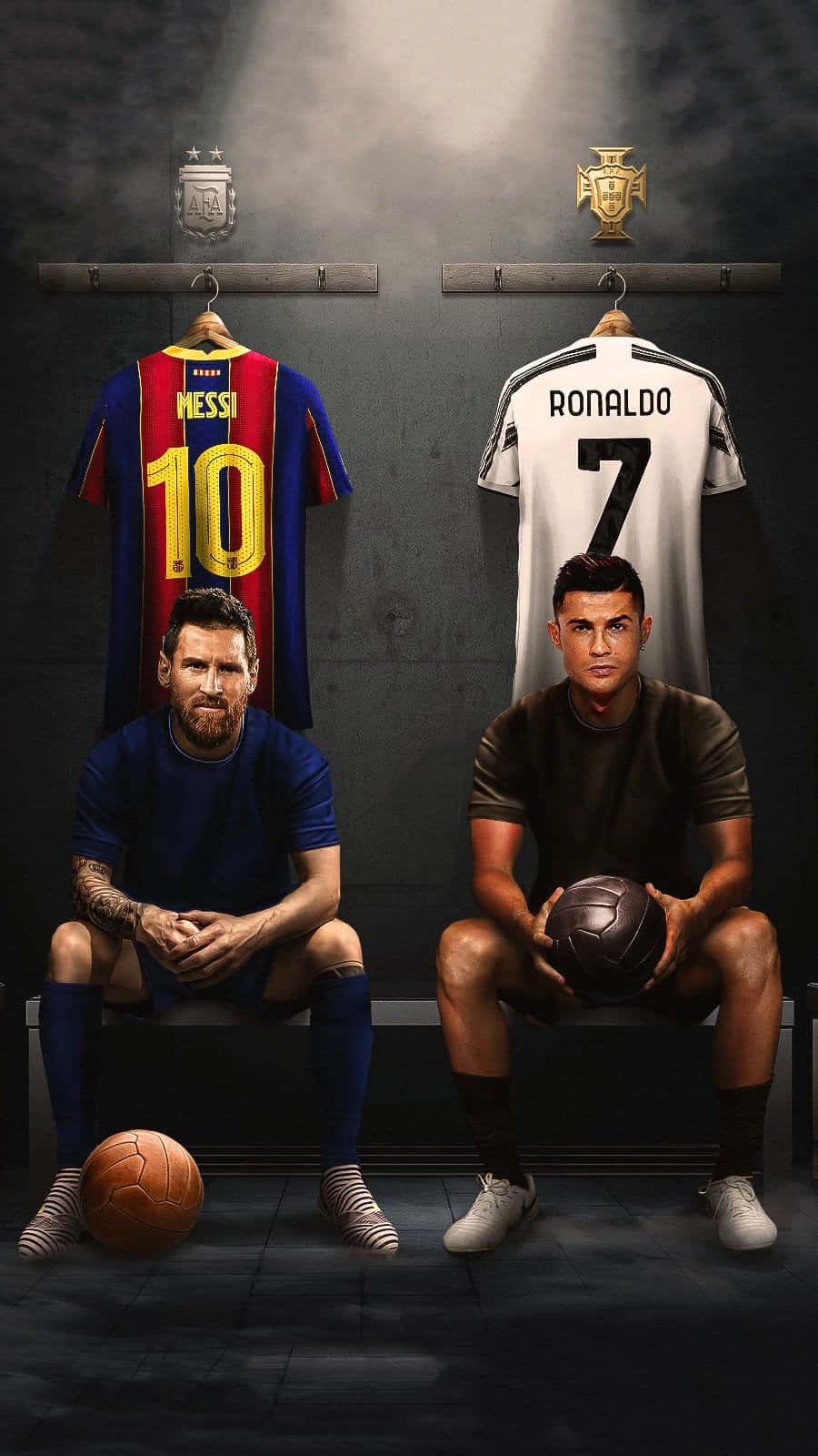 Ronaldo, Messi, locker room, HD Phone Wallpaper