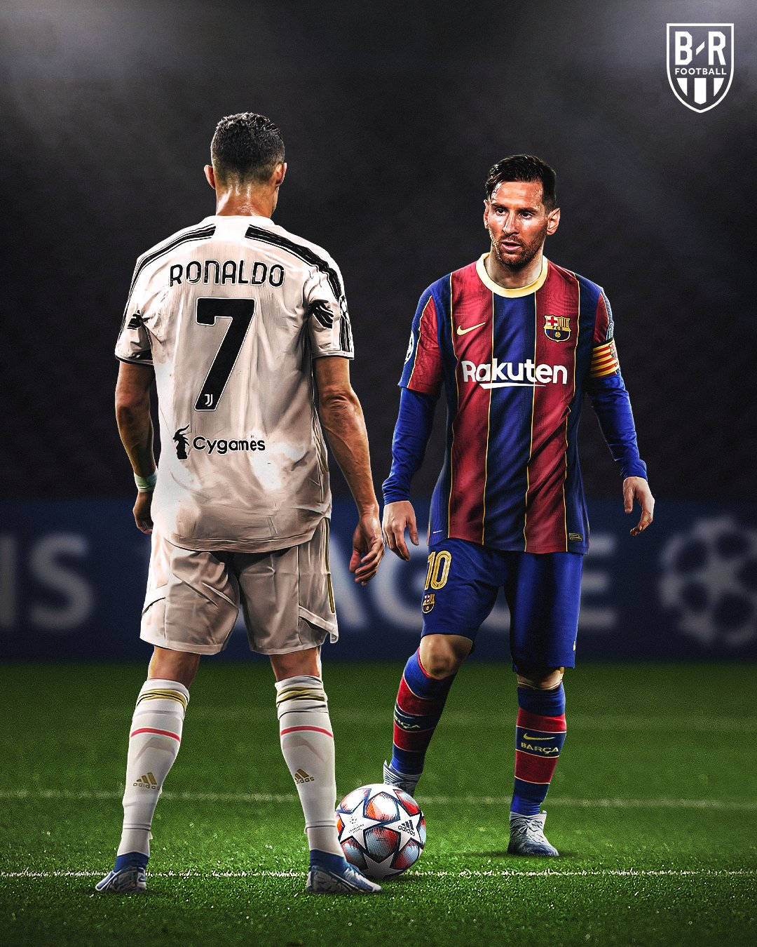 Ronaldo, Messi, stadium pitch, HD Phone Wallpaper