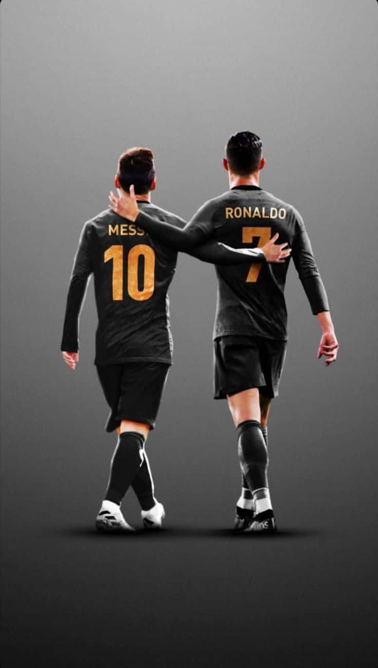 Ronaldo, Messi, black jerseys, HD Phone Wallpaper