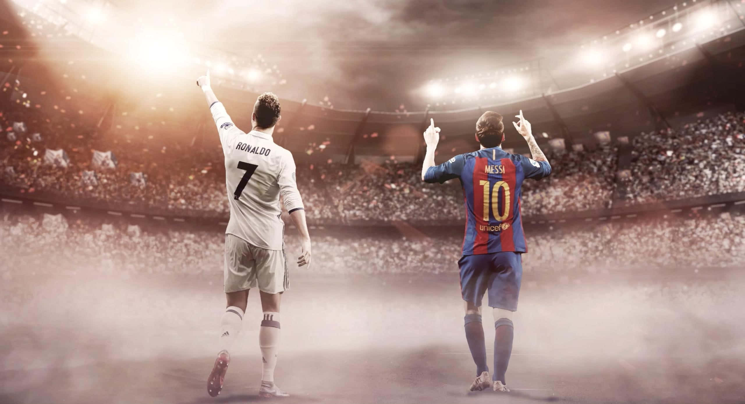 Ronaldo, Messi, stadium, 2K Desktop Wallpaper