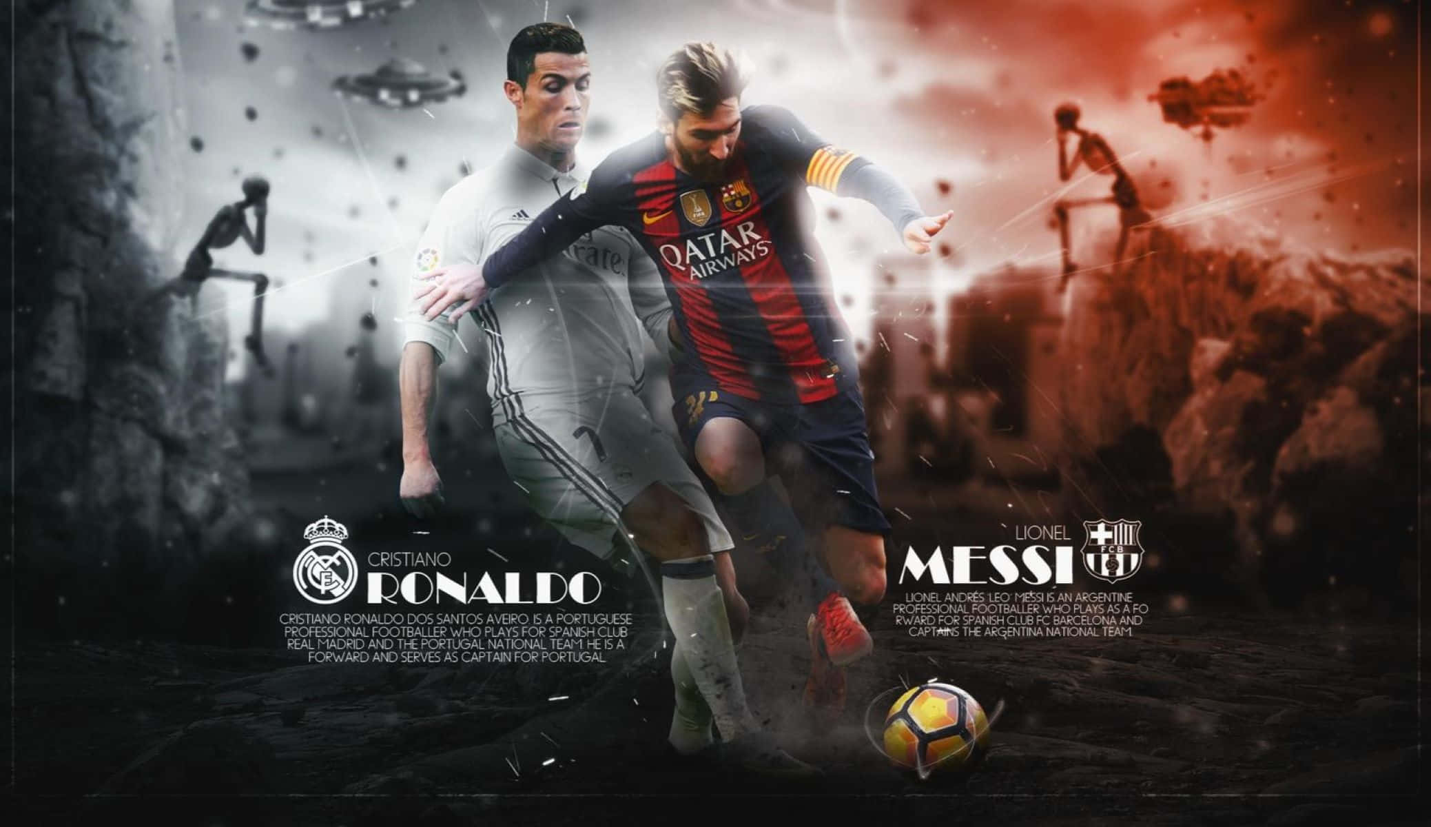 Ronaldo, Messi, football legends, Full HD Desktop Wallpaper