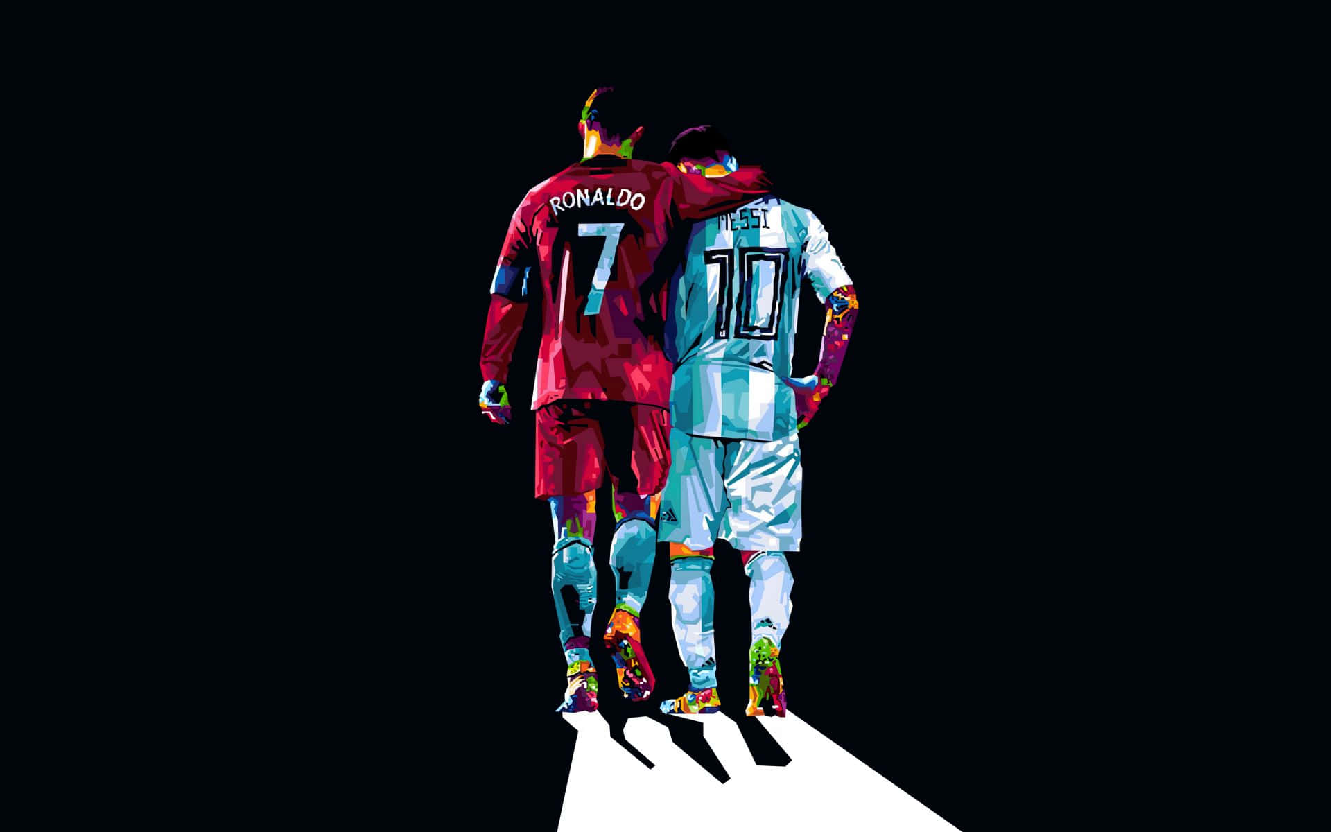 Ronaldo, Messi, vibrant jerseys, Full HD Desktop Wallpaper