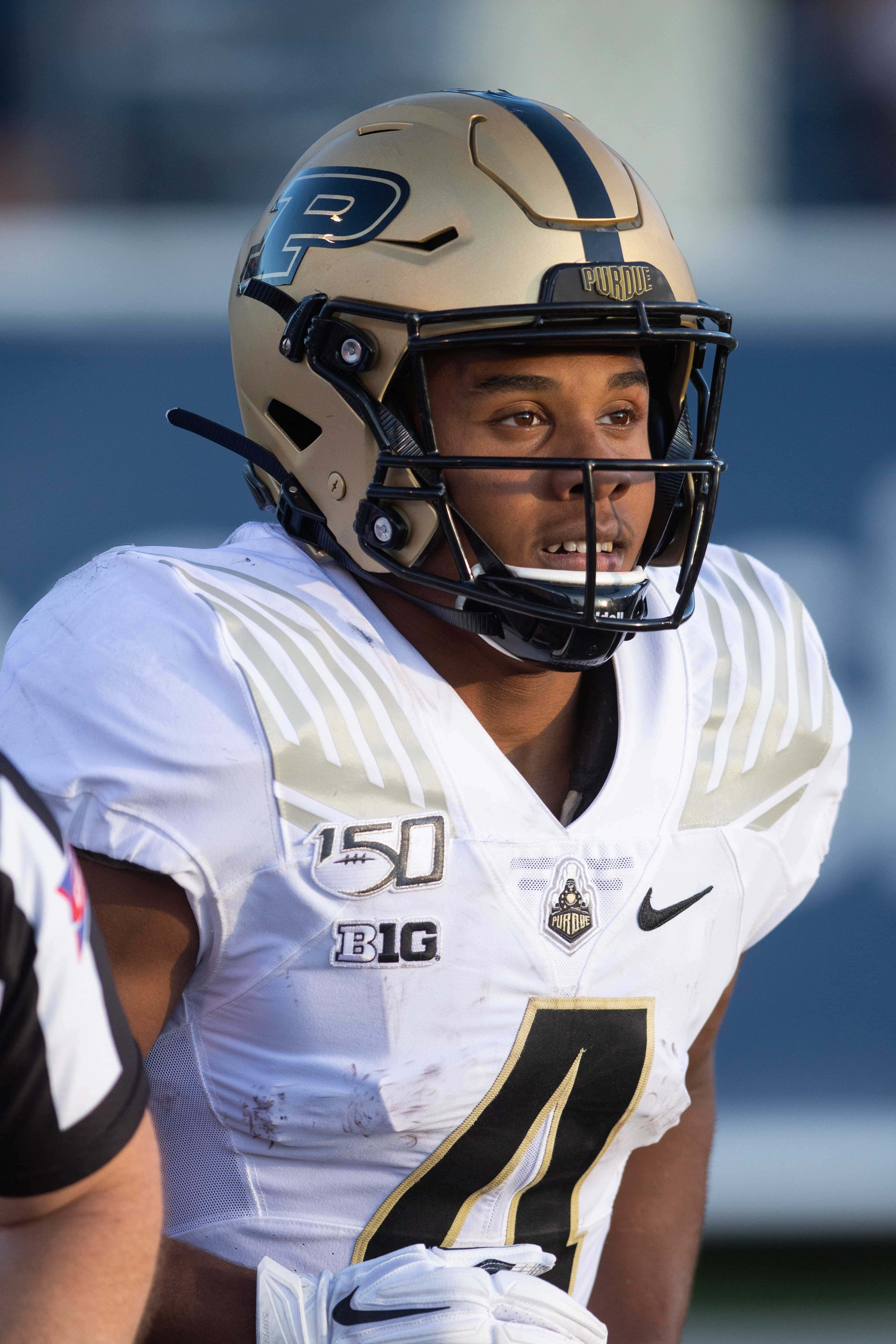 Rondale Moore, Purdue football player, white and gold uniform, 5K Phone Wallpaper