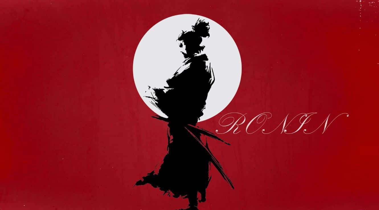 Ronin, black silhouette, glowing white circle, HD Desktop Wallpaper