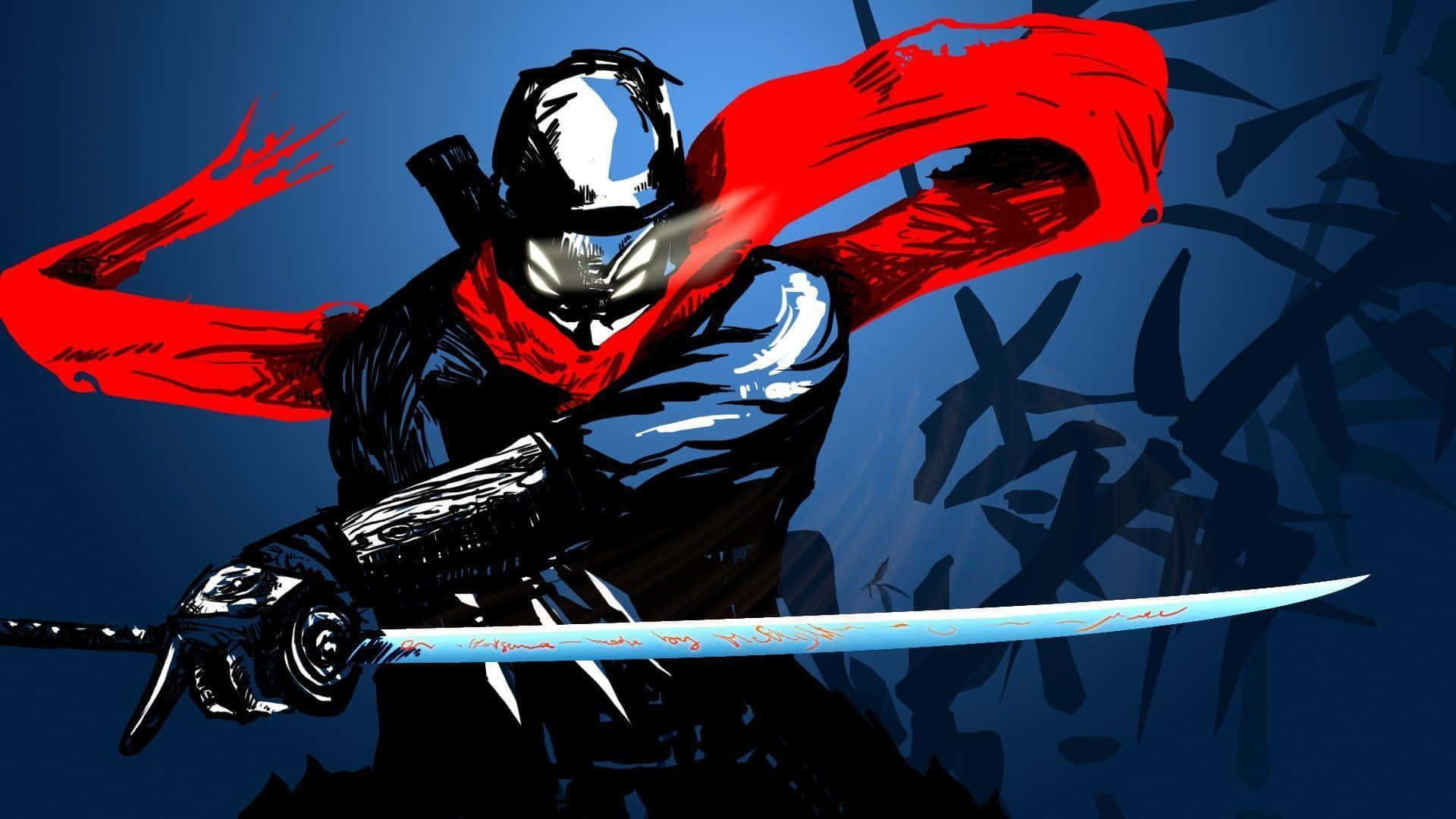 Ronin, black and red, glowing sword, Full HD Desktop Wallpaper