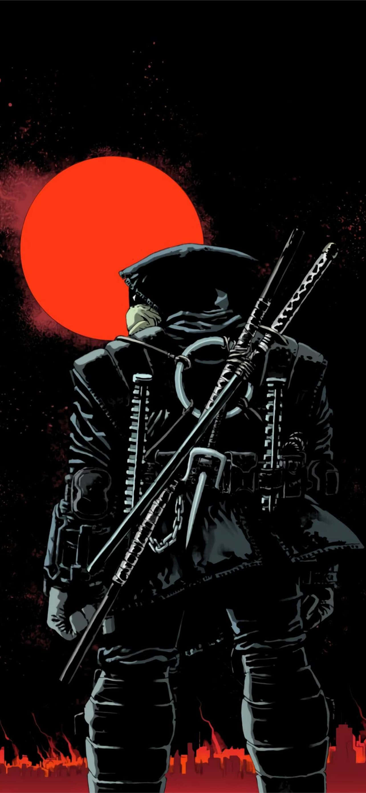 Ronin, cloaked ninja warrior, silhouette, 2K Phone Wallpaper