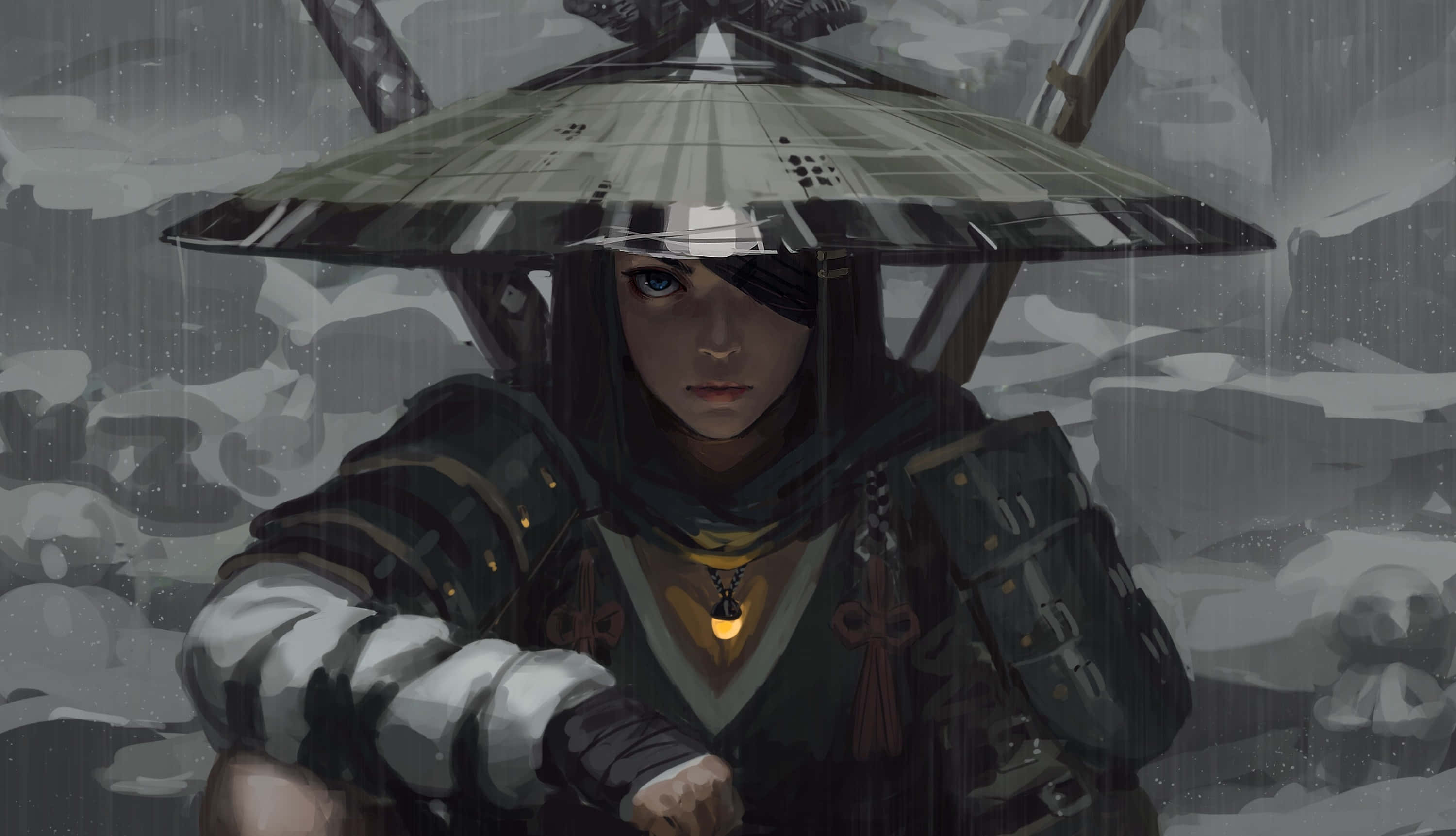 Ronin 3000, samurai warrior, blind eye, 2K Desktop Wallpaper