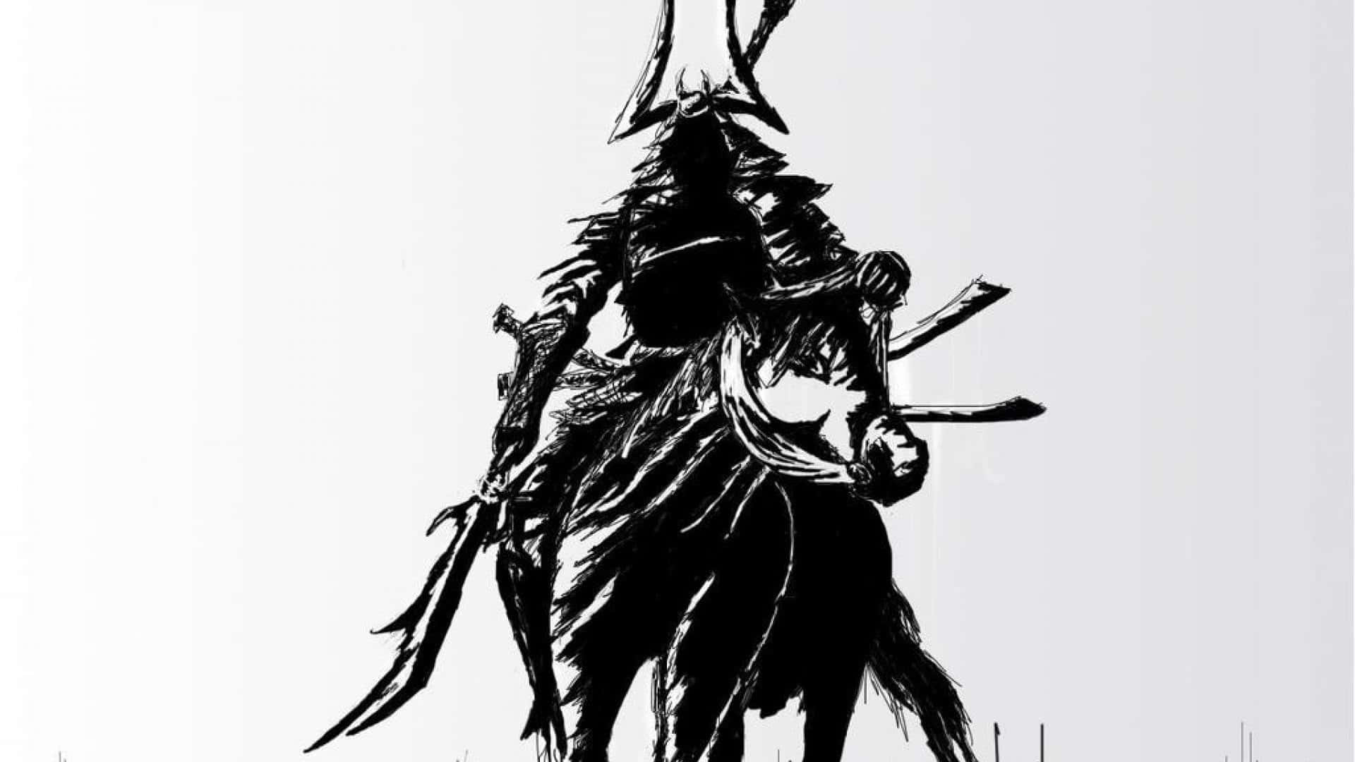 Ronin, samurai warrior, horseback, Full HD Desktop Wallpaper
