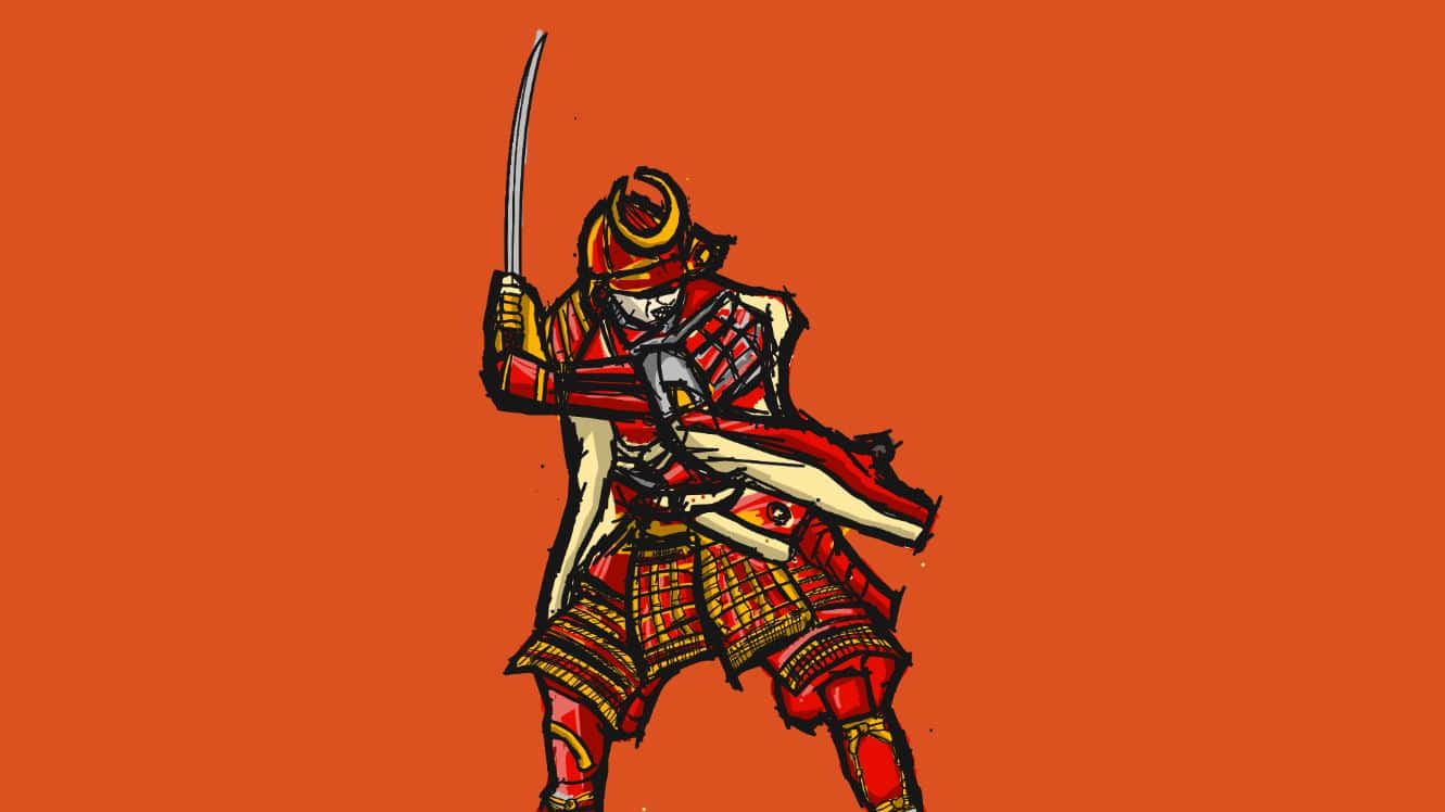 Ronin, red armor, katana, HD Desktop Wallpaper