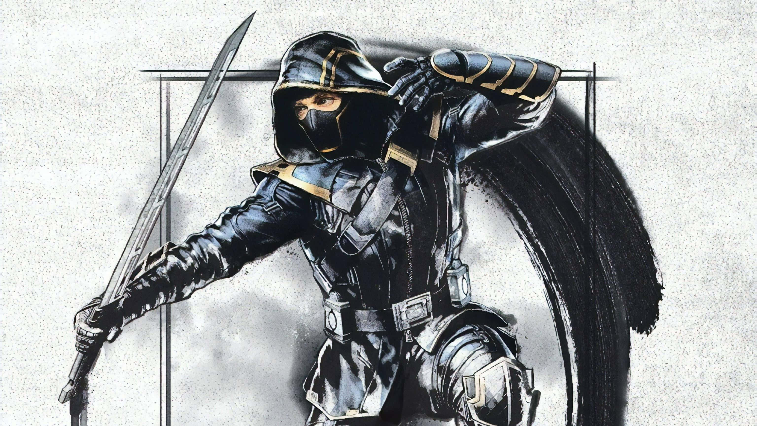 Ronin, black and gold armor, sword, 2K Desktop Wallpaper