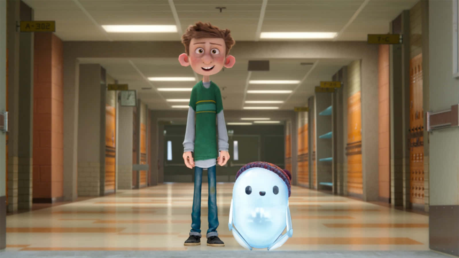 Rons Gone Wrong, ghostly creature, school hallway, HD Desktop Wallpaper