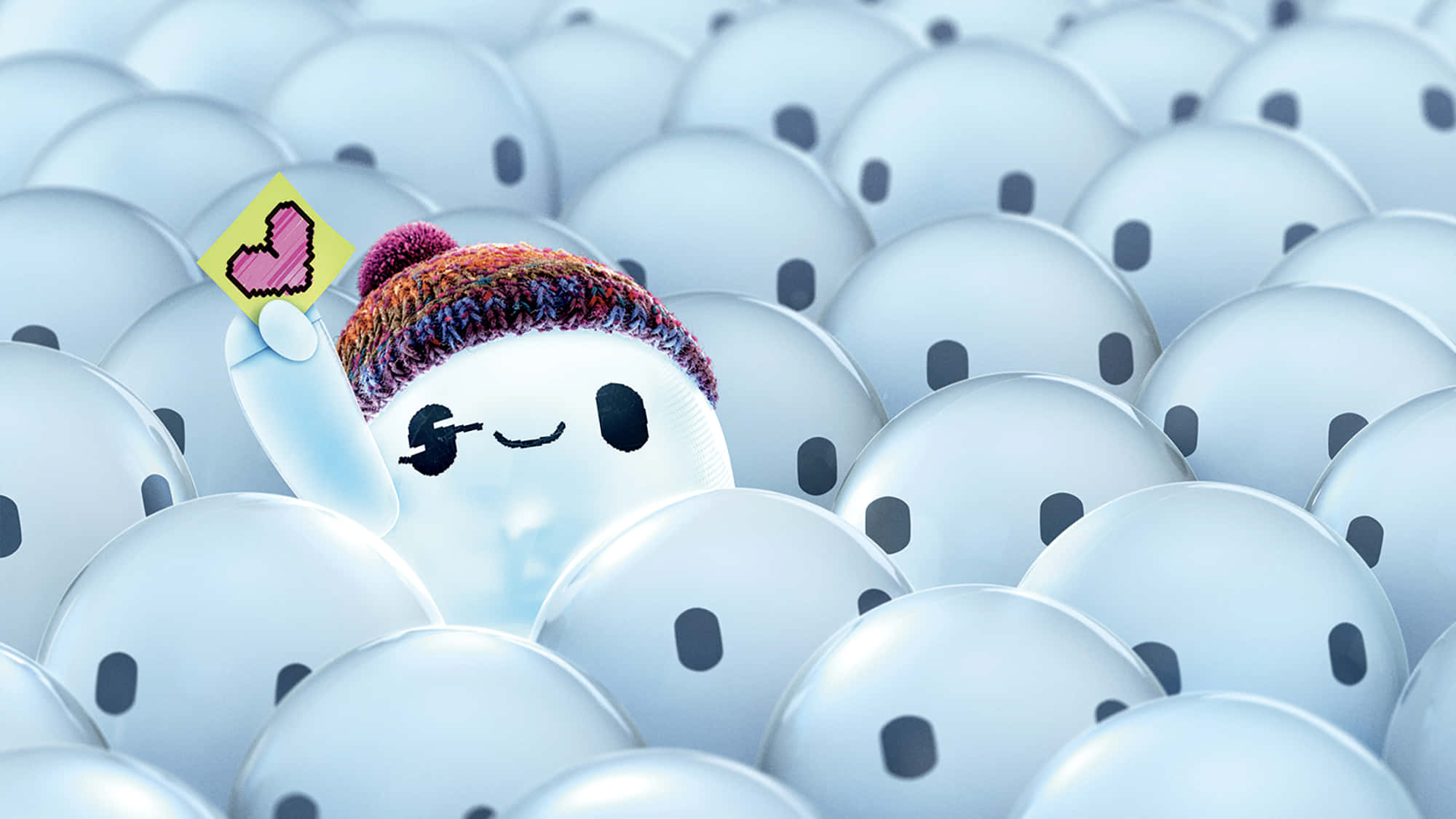Rons Gone Wrong, pixel heart, colorful knit hat, Full HD Desktop Wallpaper