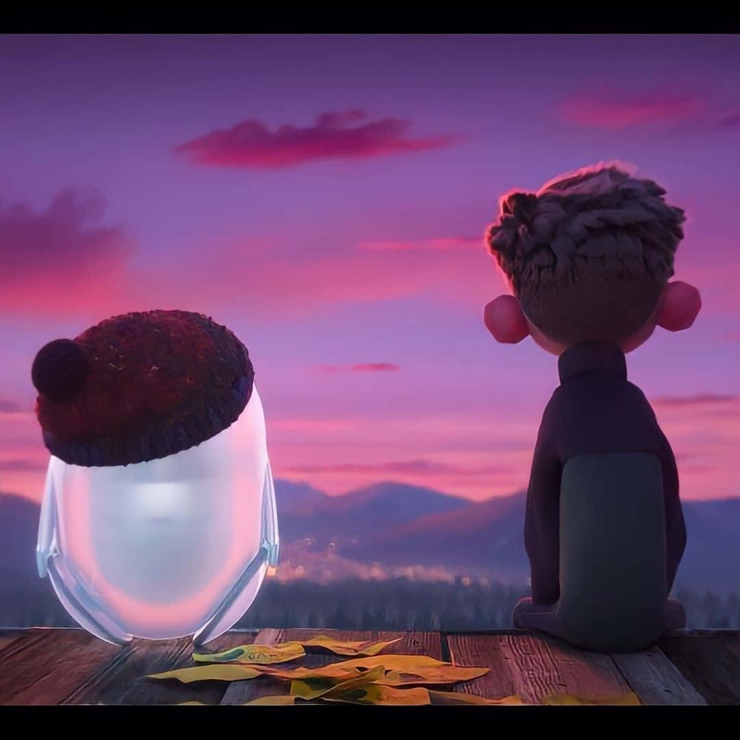 Rons Gone Wrong, glowing acorn character, wooden deck, SD Desktop Wallpaper