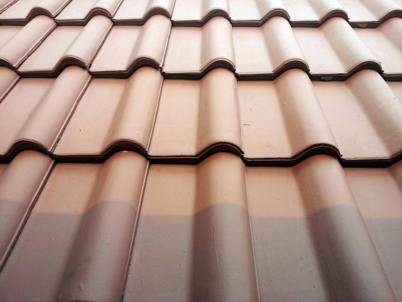 terracotta roof tiles, wavy ridges, soft shadows, HD Desktop Wallpaper