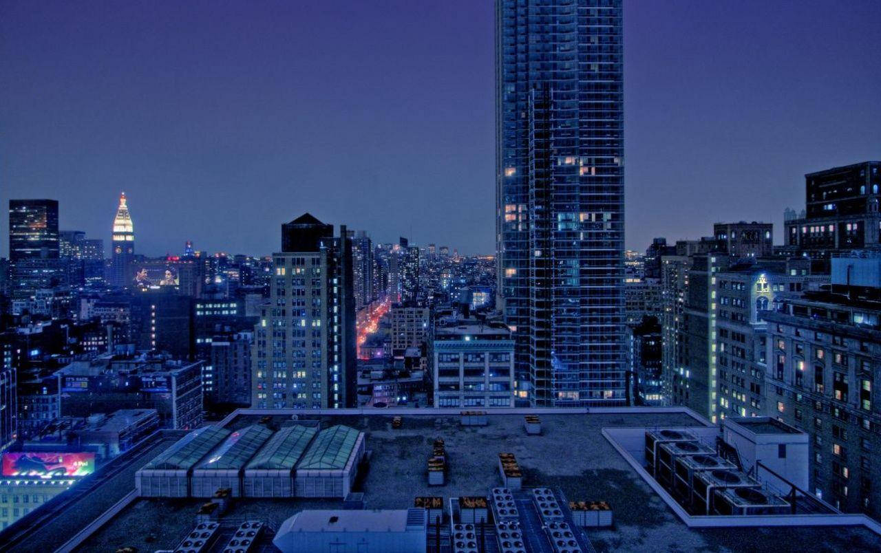black slate roof, rooftop view, sprawling city, HD Desktop Wallpaper
