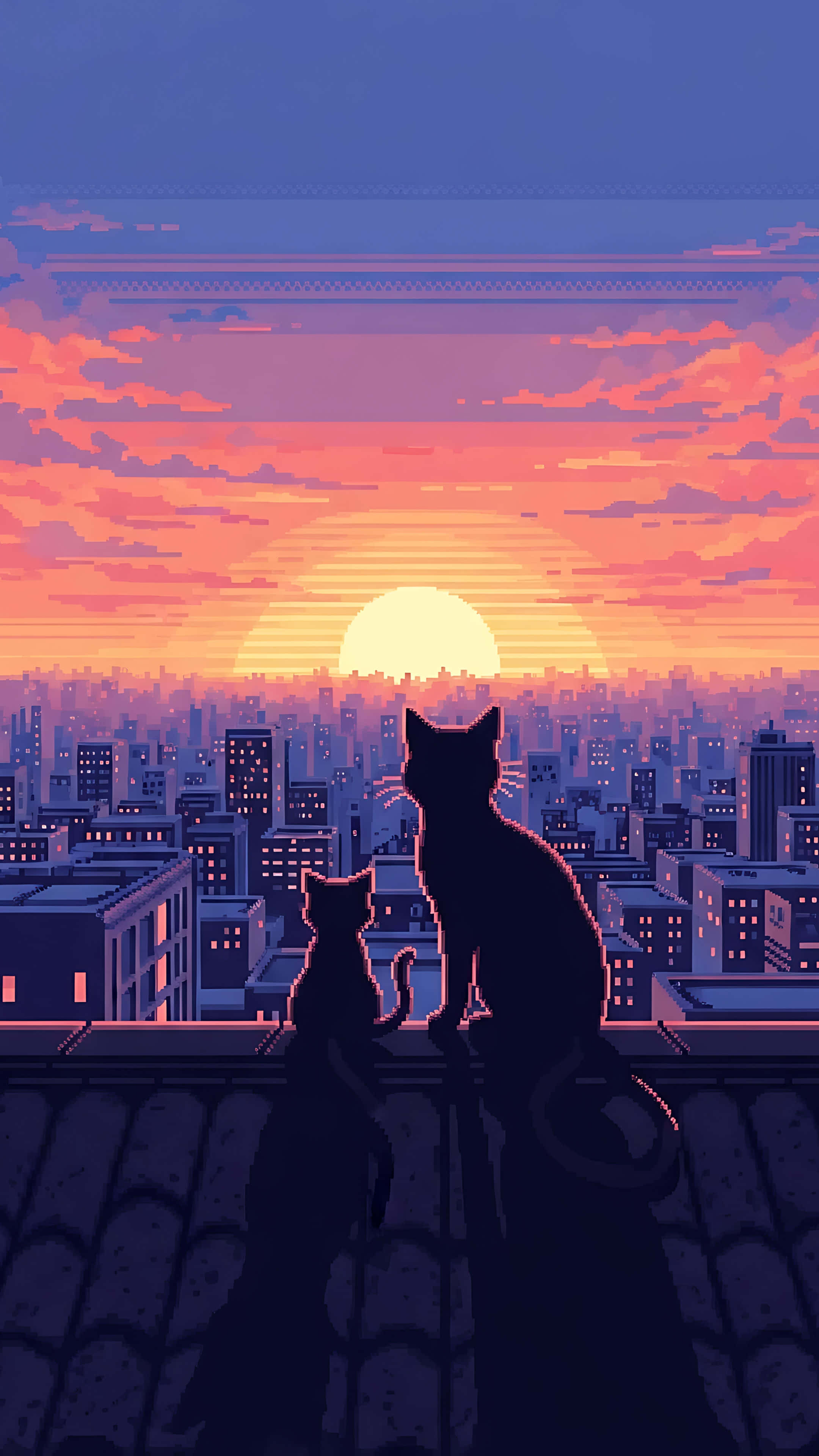 sunset, rooftop, cityscape, 4K Phone Wallpaper