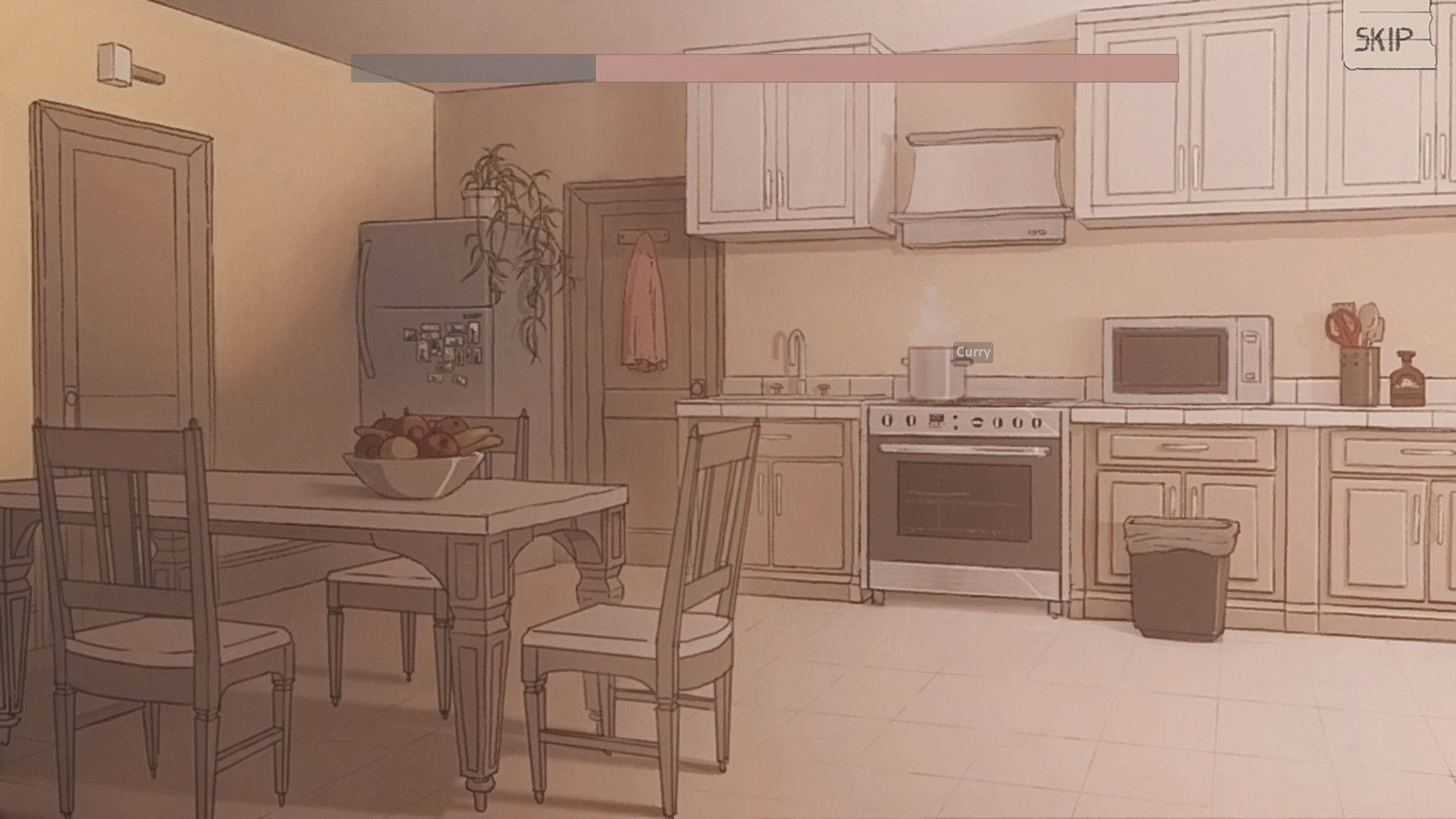 anime dining room, wooden dining table, vintage appliances, Full HD Desktop Wallpaper